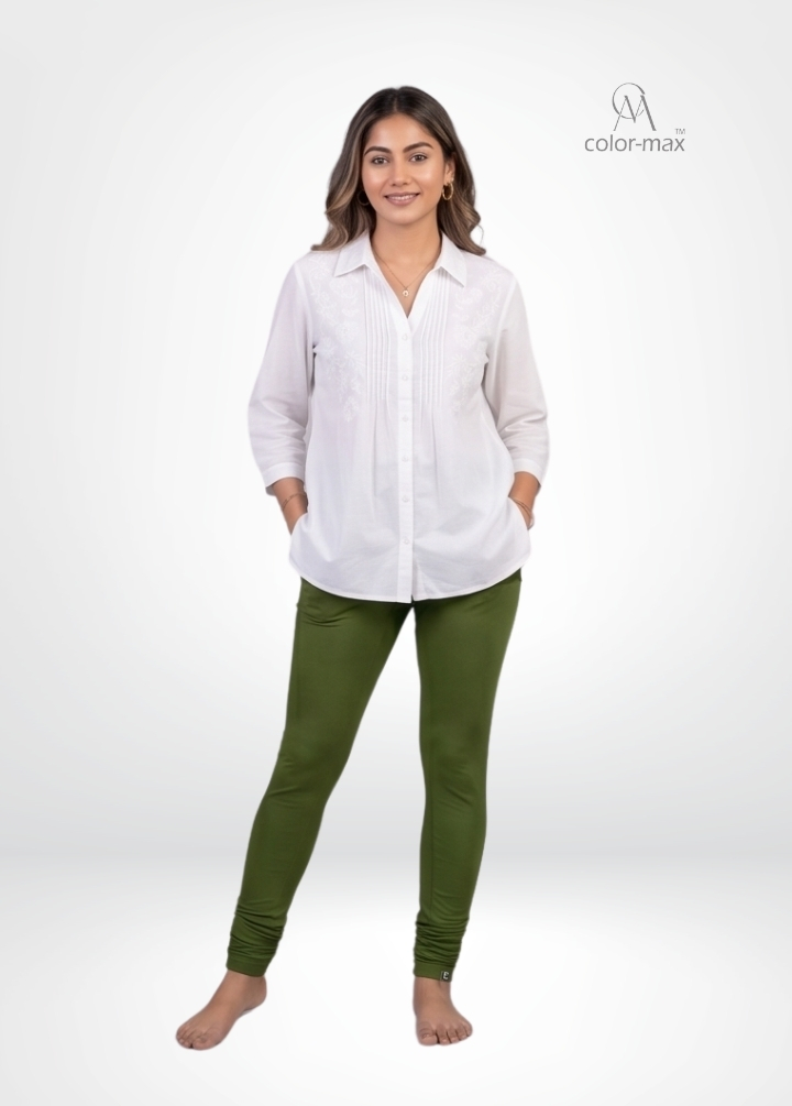 OLIVE GREEN - Premium Cotton Lycra Chudi Leggings